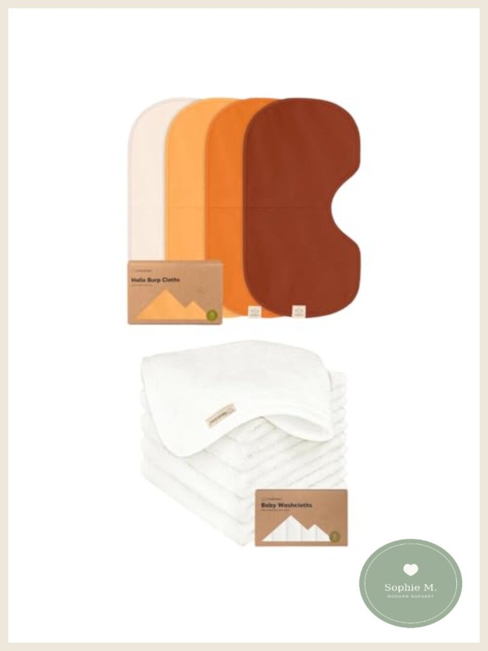 Cotton Burp Cloths & Washcloths Set Extra Large Absorbent Baby Bath